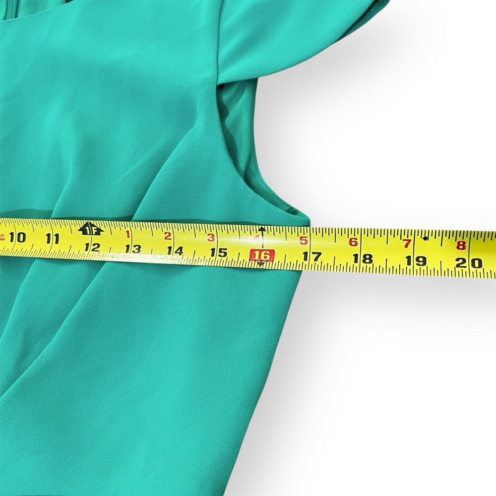 J. Crew Teal Green Pleated Sheath Dress Size 6P Cap Sleeve Modest Business - Picture 11 of 14